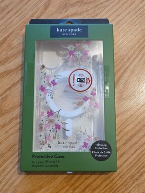 kate spade Clear Floral iPhone 16 MagSafe Case - Pink & White Flowers